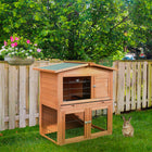 PawHut 2-Tier Rabbit Hutch with Ramp and Slide Out Tray - Orange-Slide-out tray allows for easy cleaning access 