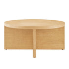Modway Silas Round Wood Coffee Table - Natural-Leveling, Non-Marking Feet