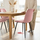 HOMCOM Dining Chairs with Metal Legs for Kitchen - Pink - Set of 4-Material: Velvet (100% Polyester), Foam, Steel;