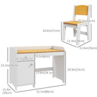 Qaba Kids Study Desk and Chair Set with Storage Drawer - White-Plenty of storage space for storing art supplies, toys, or games 