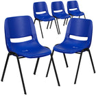 Flash Furniture HERCULES Series Kid's Navy Ergonomic Shell Stack Chair with Black Frame & 12" Seat Height-Set of 5 Multipurpose Stack Chairs