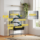 PawHut 59" H 5-Level Rolling Small Animal Cage - Dark Grey-6.3" (16 cm) deep bottom allows lots of bedding and enhances comfort 