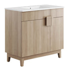 Modway Miles 36" Bathroom Vanity - White/Oak-Particleboard & Melamine Laminate