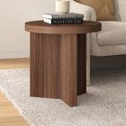 Hudson&Canal Holm 22" Wide Round Fluted Side Table - Satin Walnut-Clean with a soft, dry cloth and no harsh chemicals or abrasive cleaning materials