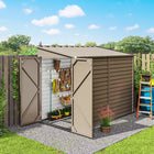 Outsunny 4.6' x 9' Steel Outdoor Storage Shed - Brown-Lock the door for security 
