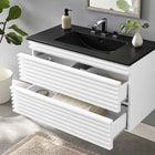 Modway Render 36" Wall-Mount Bathroom Vanity - White/Black-MDF and Particleboard