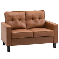 HOMCOM Double Sofa with Spring Sponge Padded Cushion for Home Office - Brown-51.4" (130.5 cm) wide couch offers roomy seating for two without feeling crowded