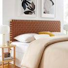 Modway Sparta Weave Vegan Leather King Headboard - Natural Brown-Wood Frame