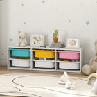 Qaba Kids Toy Storage Organizer with 6 Removable Plastic Bins - White-Low height design allows kids to access and tidy up on their own
