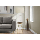 Monarch Specialties 63" H Contemporary Floor Lamp - Gold Metal / Ivory / Cream Shade-The adjustable neck allows for customizable height to help brighten and illuminate a room, with a convenient built-in round, brown walnut laminate table shelf to set down your drink or electronic device