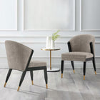 Manhattan Comfort Ola 21.46" Modern Chenille Upholstered Dining Chair - Stone - Set of 2-Frame Made of High Quality Elm Wood with Metal Brushed Gold Tips for Fashion and Durability