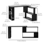 HOMCOM 47.25" L-Shaped Desk - Black-2 tier S-shaped shelf and 3-tier side storage rack provide extra room for book, files, equipment, papers etc.