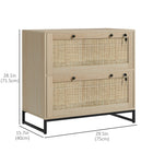 Vinsetto 2-Drawer Filing Cabinet with Lock - Natural Wood-Rattan design injects Boho style into your home