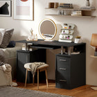 HOMCOM 47.2" Computer Desk with Keyboard Tray and Storage Drawers - Black-Wood-grain effect brings a natural feeling to your home 