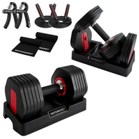MotionGrey V2 Adjustable Dumbbell Set with Quick-Change Dials and Storage Bases for Home Gym - 5-26.5 lb - 2 Pack-Two adjustable dumbbells provide a 5-26.5 lb range for balanced strength-training workouts
