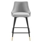 Modway Adorn Performance Velvet Counter Stool - Light Gray-Comes Fully Assembled