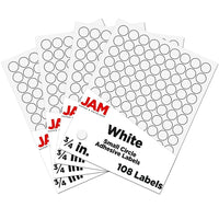 JAM Paper Round Circle Label Sticker Seals - 3/4" - White -  4 Pack-White