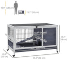 PawHut 23" H Wooden Indoor Rabbit Hutch on Wheels with Run - White-Raised design keeps your small animals secure, dry and warm, especially in rainy day 