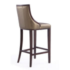 Manhattan Comfort Fifth Avenue 19" Traditional Faux Leather Upholstered Bar Stool - Bronze and Walnut - 3 Pack-Delivered to you Fully Assembled! No Assembly Required