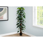 Monarch Specialties 83" Artificial Indoor Monstera Tree - Floor - Black Pot-The 78 lush green leaves from top to bottom on this floor plant bring a touch of nature to any indoor setting