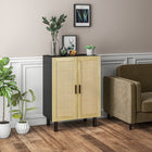HOMCOM Boho 28.7" L Sideboard - Black-Anti-tipping design ensures safety and stability