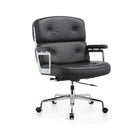 Plata Import Elegant Office Chair Faux leather Adjustable Chair with Polished aluminum frame - Black-Faux leather and polished aluminum frame in Black