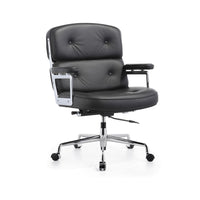 Plata Import Elegant Office Chair Faux leather Adjustable Chair with Polished aluminum frame - Black-Faux leather and polished aluminum frame in Black