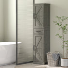 HOMCOM 67" Tall Narrow Bathroom Storage Cabinet - Distressed Dark Grey-Two adjustable shelves cater to varying storage needs