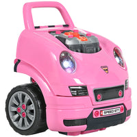 Qaba Kids Mechanic Truck Engine Playset Toy - Pink-61 pieces of accessories like 28 x screw, 4 x spin screw, 1 x RC car key with simulated lock, unlock and horn sound, DIY sticker set, etc. 