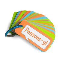 Open The Joy Let's Talk About It! Pocket-Sized Conversation Cards - French Version-Simply attach them to a backpack and they become a portable activity.