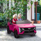 Qaba 2-Seater 12V 10A Ride on RC Car Cadillac Escalade Licensed - Pink-Functioning horn and LED headlights for an immersive driving feel 