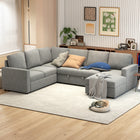 HOMCOM U-Shaped Pull Out Sleeper Sofa Bed with Chaise Storage - Grey-Spacious U-shaped design, suitable for gatherings and parties