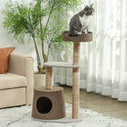 PawHut Scratching Post Climbing Cat Tree - Brown-A perfect place for cats to scratch, relax and exercise 