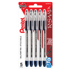 Pentel R.S.V.P. Ballpoint Stick Pen – 0.7mm – Blue – 5 Pack-Ergonomically designed Rubber Comfort Zone grip
