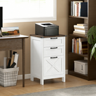 HOMCOM 3 Drawer Vertical Filing Cabinet with Silent Slides - Distressed White-Adjustable bar in large drawer for A4 or letter file sizes 
