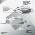 Logitech G502 X LIGHTSPEED Wireless Gaming Mouse - White-Redesigned DPI-shift button: This cordless optical gaming mouse features a reversible and removable DPI-shift button for precise customization depending on your grip and preference