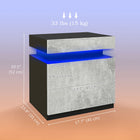 HOMCOM Nightstand with LED Lights - Cement Grey-Two spacious drawers for lots of storage space
