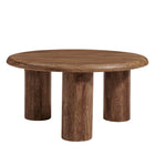 Modway Mavina Round Mango Wood Coffee Table - Walnut-Solid Mango Wood