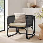 Modway Ellis Natural Rattan Accent Armchair - Black-Curved Frame Design