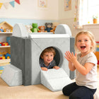 Qaba 12 PCS Modular Kids Play Couch, Child Sectional Sofa - Grey-Transforms into a fort, sofa or climbing blocks for versatile play
