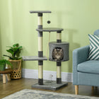 PawHut 46" Multi Level Activity Center Cat Tree - Grey-Enjoyable play centre with 4 perches, 1 condo, 2 toys, and several scratching posts 
