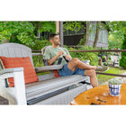 Suncast Adirondack Glider with Console - Dove Grey-All weather construction provides water resistance and UV protection.