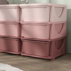 Qaba Kids Toy Storage Organizer with 9 Plastic Bins - Pink-Easy wipe down for clean

