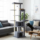 PawHut 79" Extra Tall Cat Tree Tower - Dark Grey-Thick Dia. 2.8" (Dia. 7 cm) posts and a wide base ensure stability and safety 