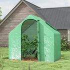Outsunny 6'x3.3'x5.5' Walk-in Garden Greenhouse with Door & Window - Green PE Cover-Cover with transparent plastic membrane for enough sunlight and convenient observation 