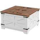 HOMCOM Coffee Table with Top Flip Hidden Storage - White-Farmhouse charm fits the living room, office, reading nook, and more