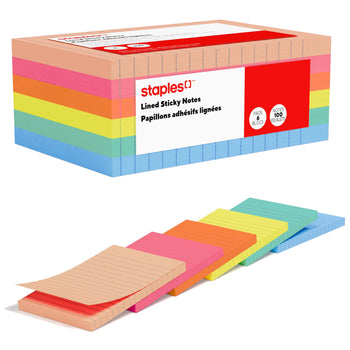 Staples Lined Ultra Sticky Notes - 4