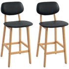HOMCOM Counter Height Bar Stools with Solid Wood Legs - Natural/Black - 2 Pack-Comes as a pair for a coordinated look
