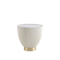 Manhattan Comfort Anderson 18.43" Modern Leatherette Upholstered End Table - Cream-Modern End Table for Living Room Use