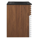 Modway Render 18" Wall-Mount Bathroom Vanity - White/Walnut/Black-Full-Extension Drawer